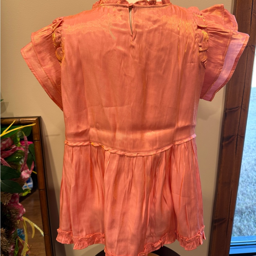 Umgee Peach Ruffle Sleeve Blouse